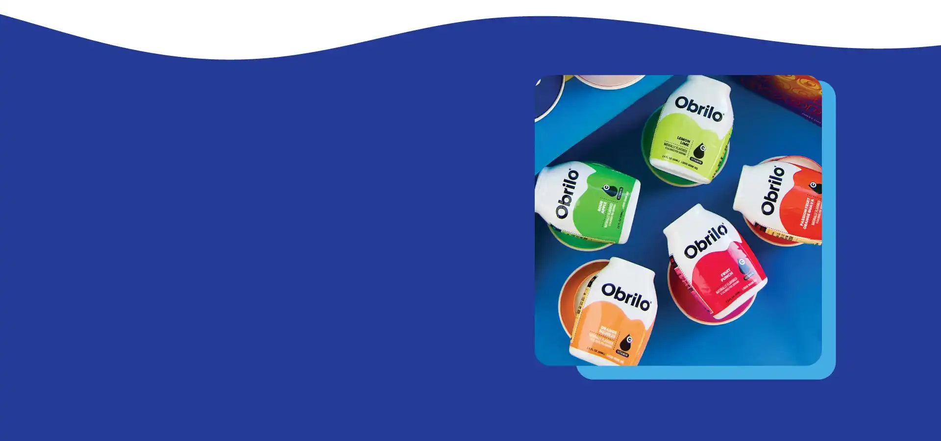 Five colorful bottles of Obrio.