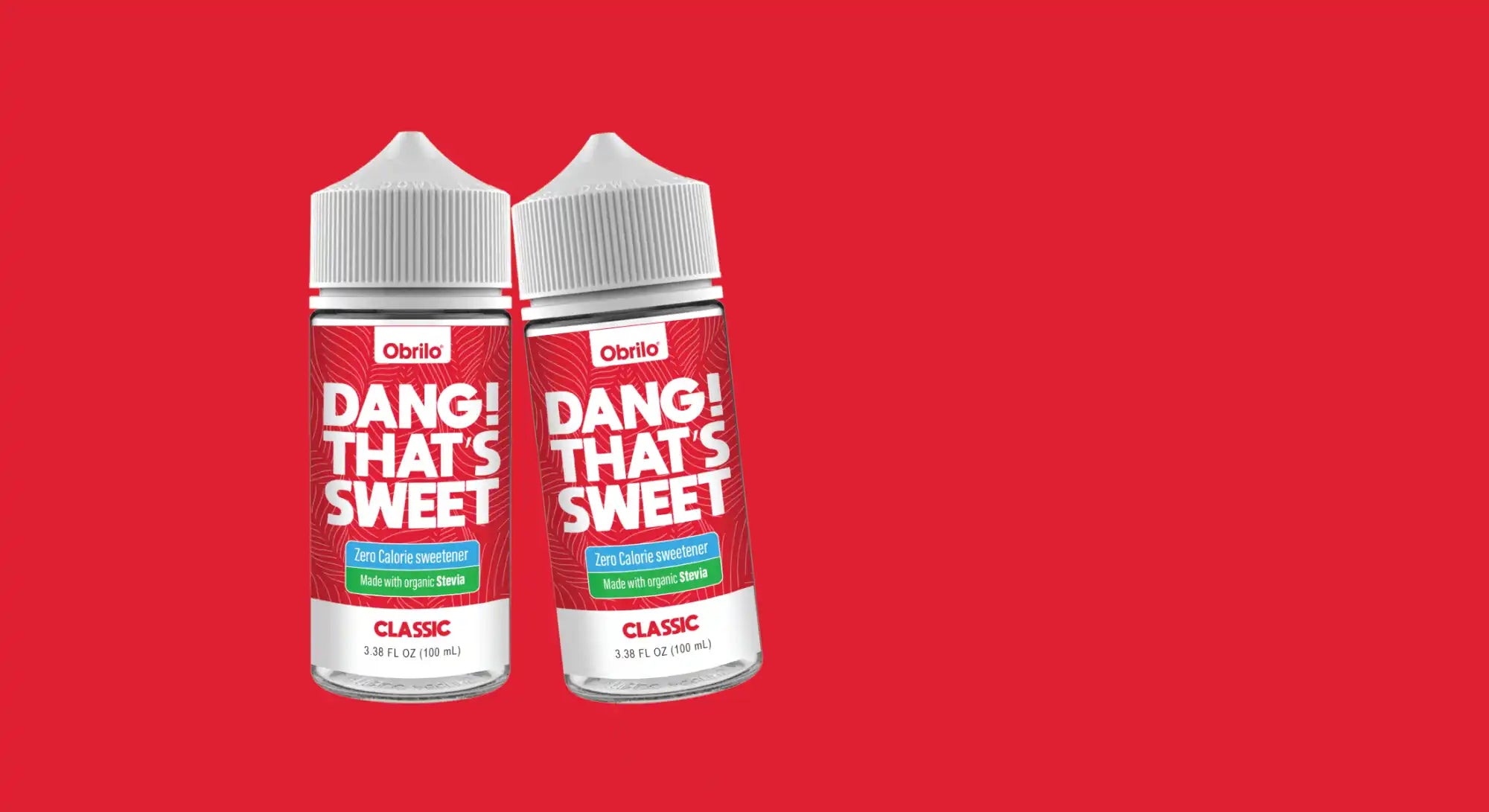 Two bottles of ’Dang! That’s Sweet’ e-liquid.